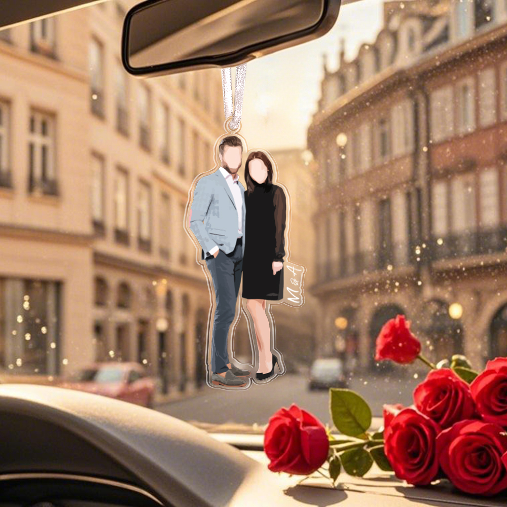 Personalized Photo Anime Acrylic Car Hanging Ornament Valentine's Day 