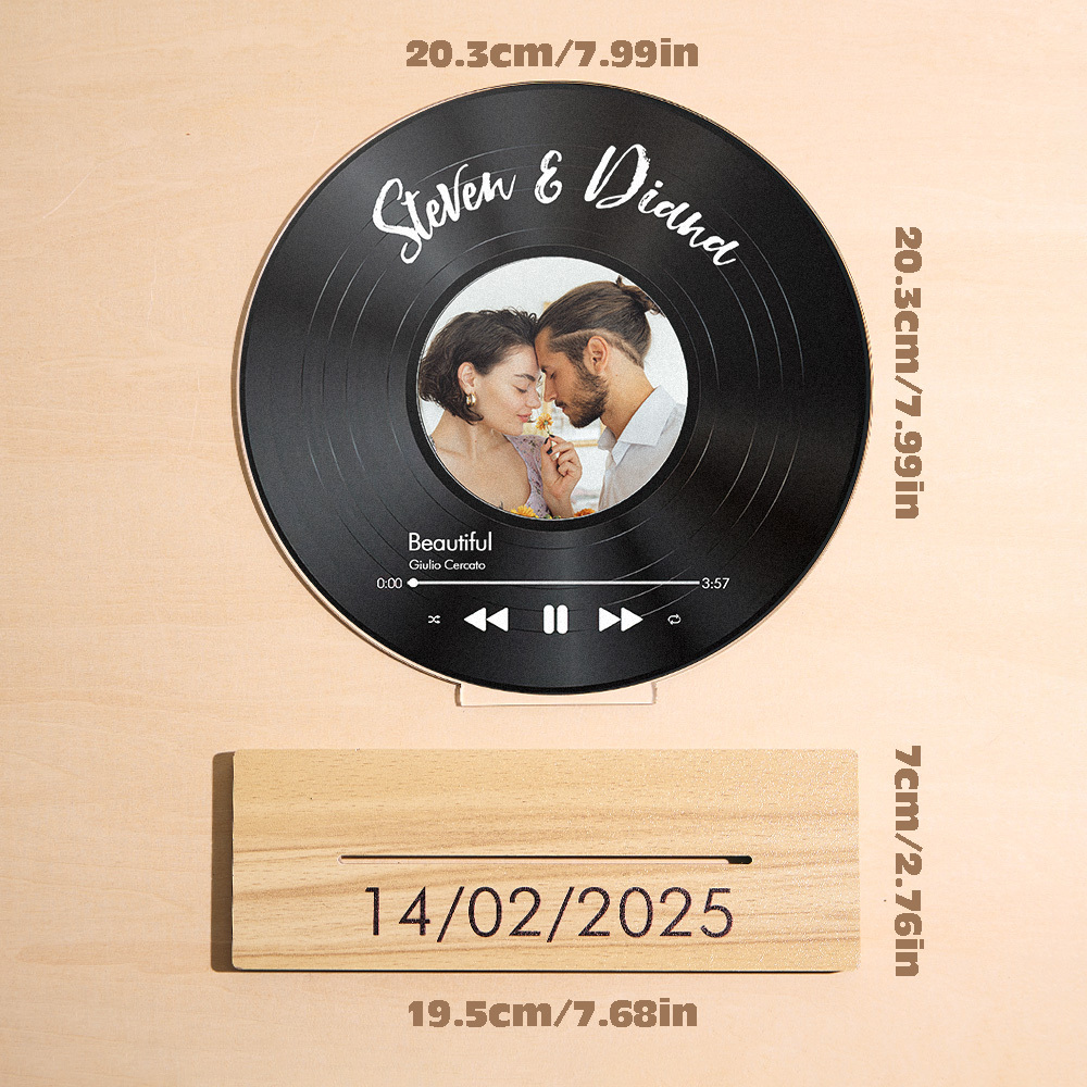 Custom Favorite Song - Personalized Acrylic Record With Wooden Stand NFC Gifts