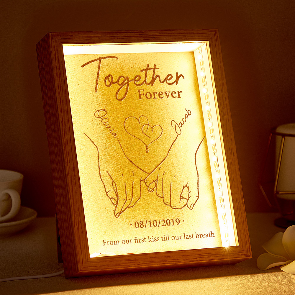 Personalized Custom Frame Light Box - Gift For Husband Wife, Anniversary Together Forever From Our First Kiss Till Our Last Breath - Couple Personalized Custom Frame Light Box - Gift For Husband Wife, Anniversary Together Forever From Our First Kiss Till