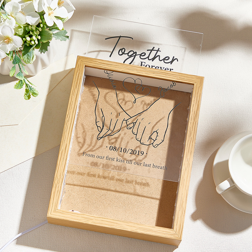 Personalized Custom Frame Light Box - Gift For Husband Wife, Anniversary Together Forever From Our First Kiss Till Our Last Breath - Couple Personalized Custom Frame Light Box - Gift For Husband Wife, Anniversary Together Forever From Our First Kiss Till
