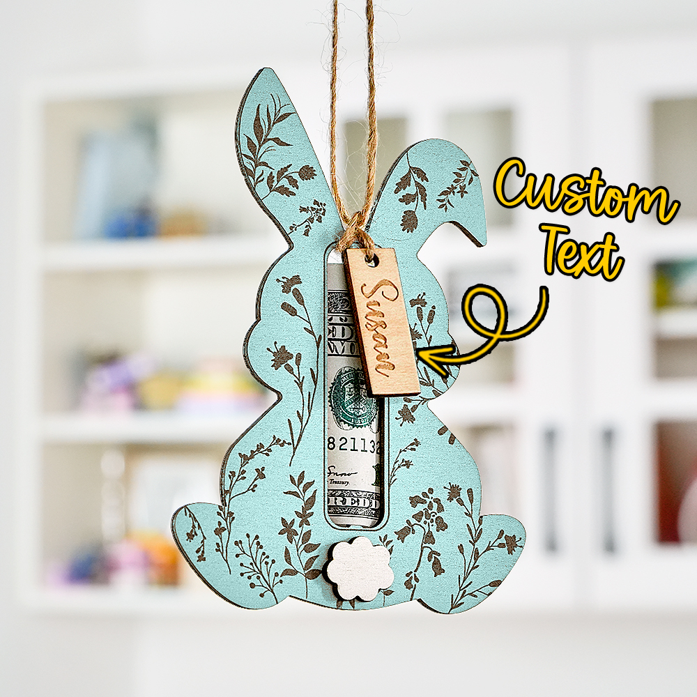 Custom Easter Bunny Money Holder Wood Creations Easter Basket Tag