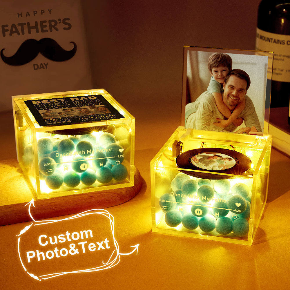 Custom Mini Vinyl Record Player Automatic Music Player Multiple Photos Style Custom Photo For Dad On Father's Day - MyPhotoSocks
