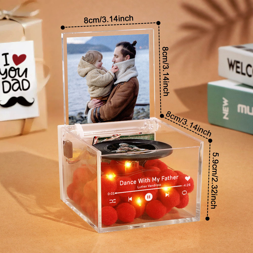 Custom Mini Vinyl Record Player Automatic Music Player Golden Silver Moon Phase Style Best Dad Ever Style For Father's Day - MyPhotoSocks