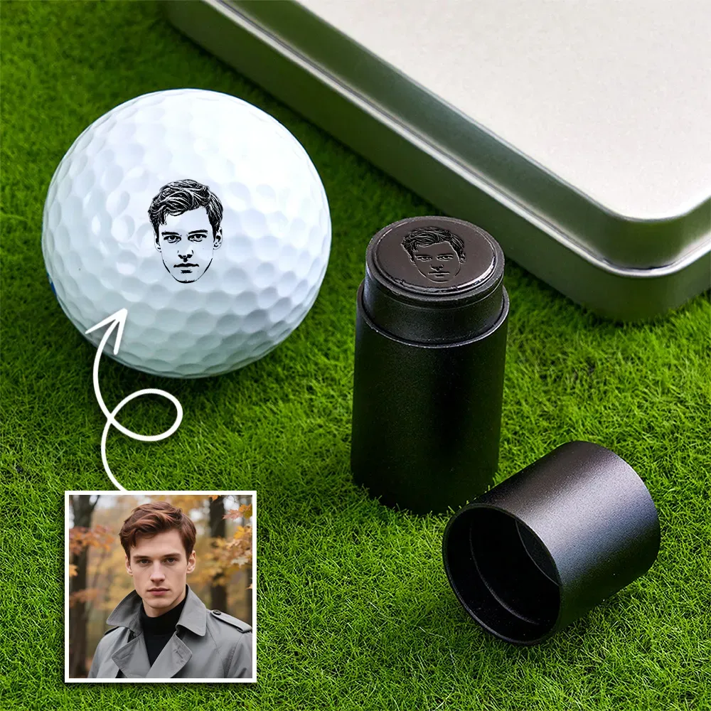 Personalized Monogrammed Initial Golf Ball Stamp with Metal Storage Box Birthday Father's Day Gift for Golf Player