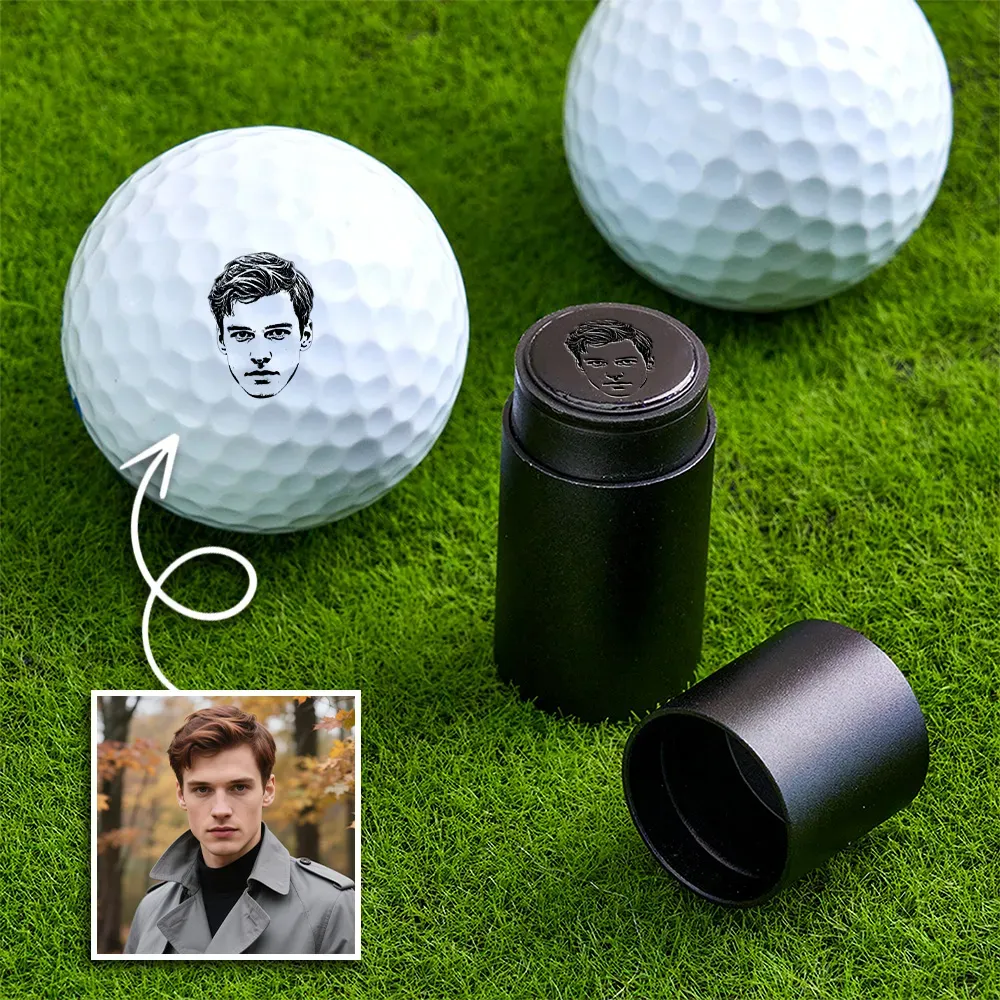 Personalized Monogrammed Initial Golf Ball Stamp with Metal Storage Box Birthday Father's Day Gift for Golf Player