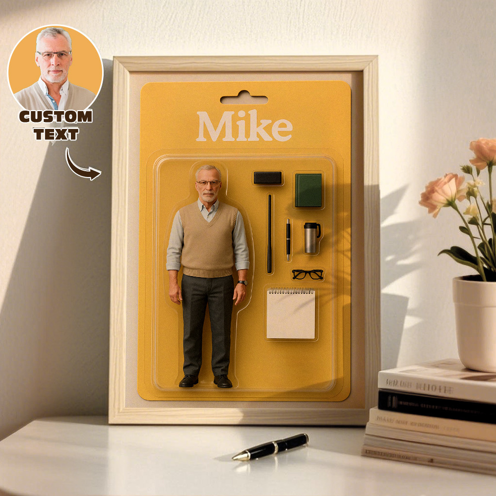 Fully Body Custom Action Figure Portraits | Personalized Toy Box Art | Custom Photo Frame Decorations | Business Style - MyPhotoSocks