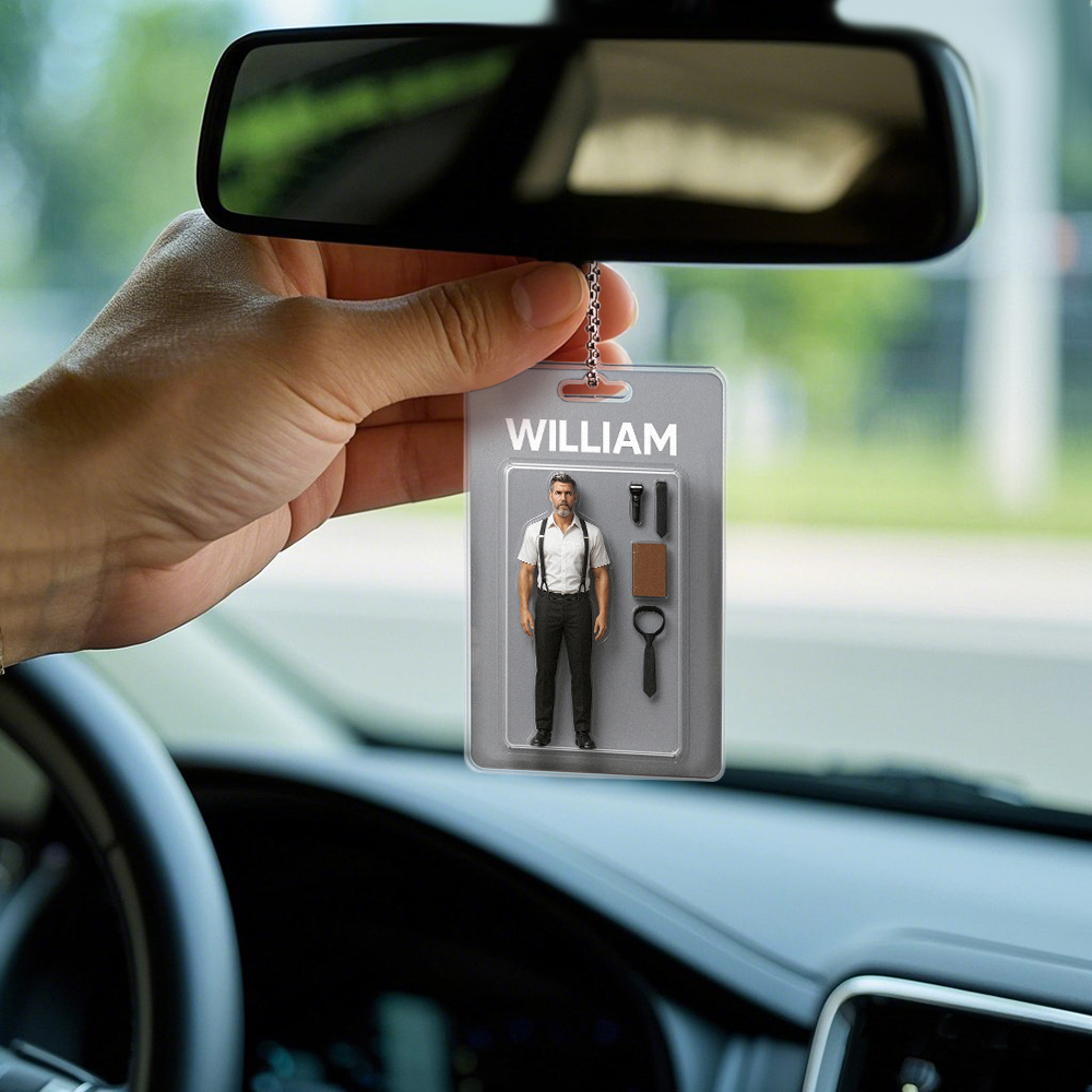 Fully Body Customizable Action Figure Pack Packaging Toy Box Style Art Gift Personalized Acrylic Car Hanger Gift for Him