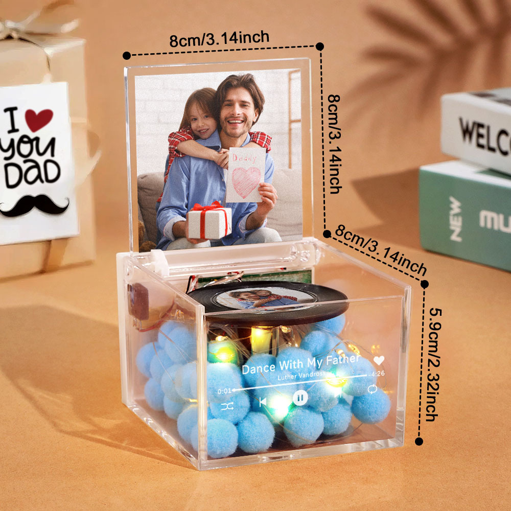 Personalized Light Saber Mini Vinyl Record Player I Am Their Father Acrylic Custom Automatic Music Player Gift for Dad On Father's Day - MyPhotoSocks