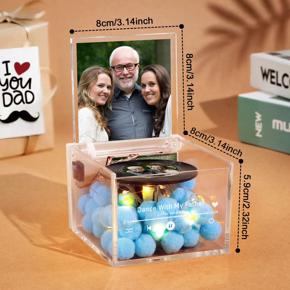 Custom Mini Vinyl Record Player Vintage Dad Face with Thug Style Sunglasses Automatic Music Player Best Dad Style For Father's Day - MyPhotoSocks