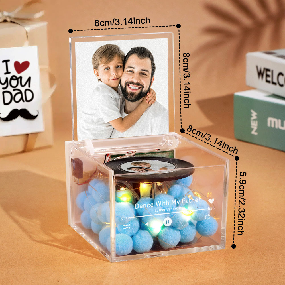 Custom Mini Vinyl Record Player Automatic Music Player Golden Silver Moon Phase Style Best Dad Ever Style For Father's Day - MyPhotoSocks