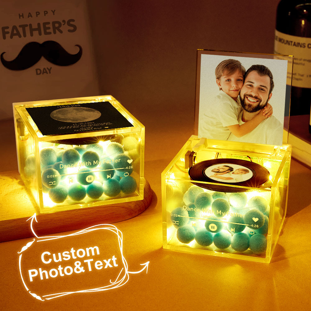 Custom Mini Vinyl Record Player Automatic Music Player Golden Silver Moon Phase Style Best Dad Ever Style For Father's Day - MyPhotoSocks