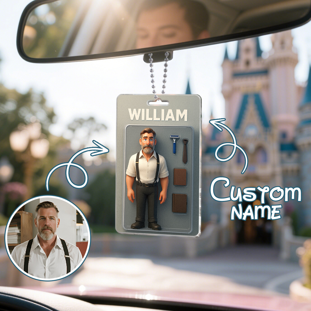 Fully Body Customizable Action Figure Pack Packaging Toy Box Style Art Gift Personalized Acrylic Car Hanger Gift for Him