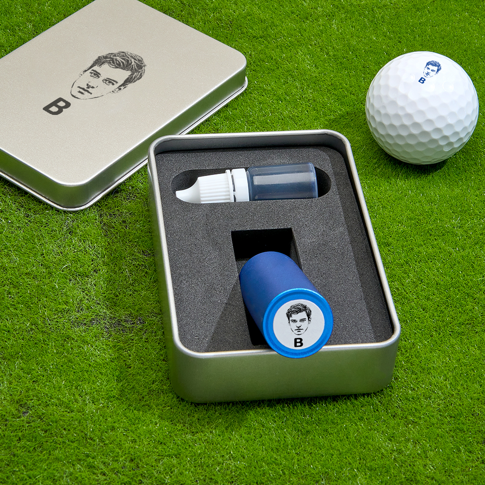 Father's Day Gift Personalized Photo Golf Ball Stamp with Metal Storage Box for Golf Player