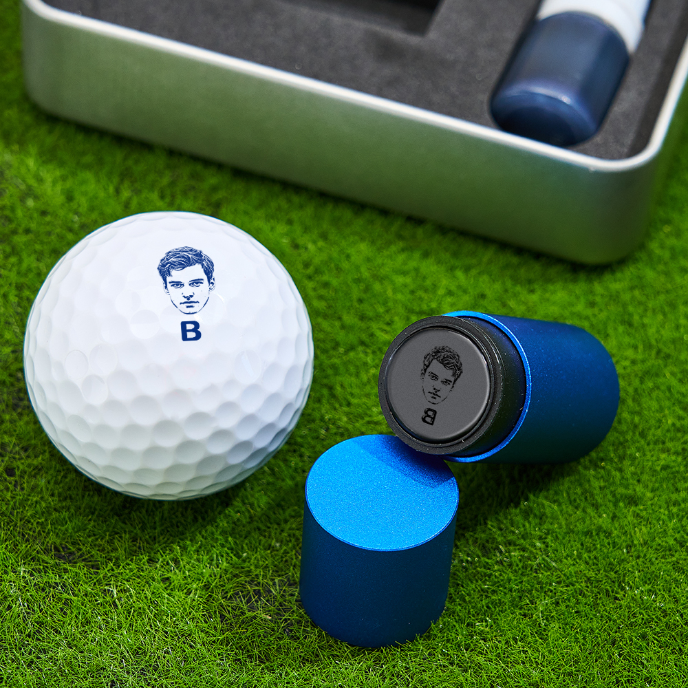 Father's Day Gift Personalized Photo Golf Ball Stamp with Metal Storage Box for Golf Player