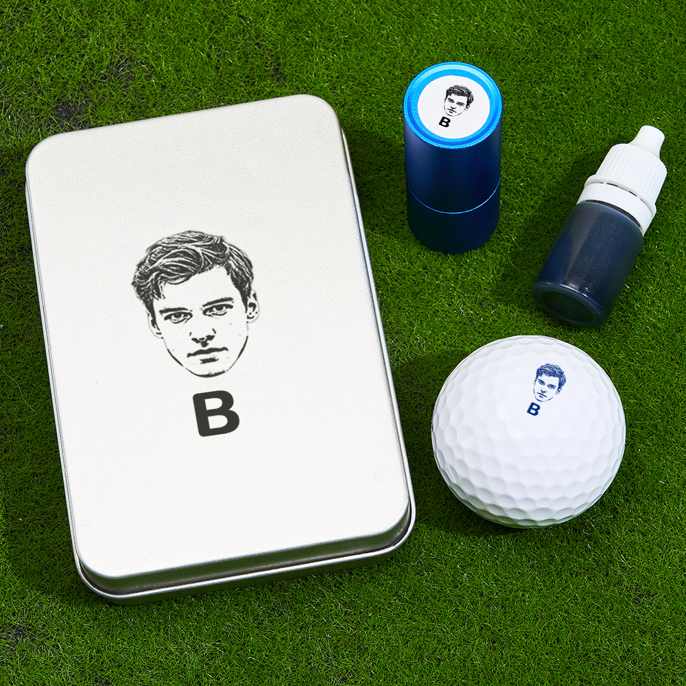 Father's Day Gift Personalized Photo Golf Ball Stamp with Metal Storage Box for Golf Player