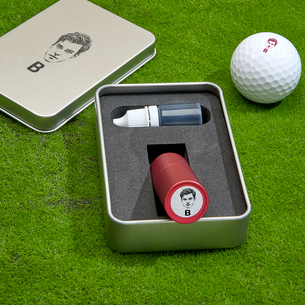 Father's Day Gift Personalized Photo Golf Ball Stamp with Metal Storage Box for Golf Player