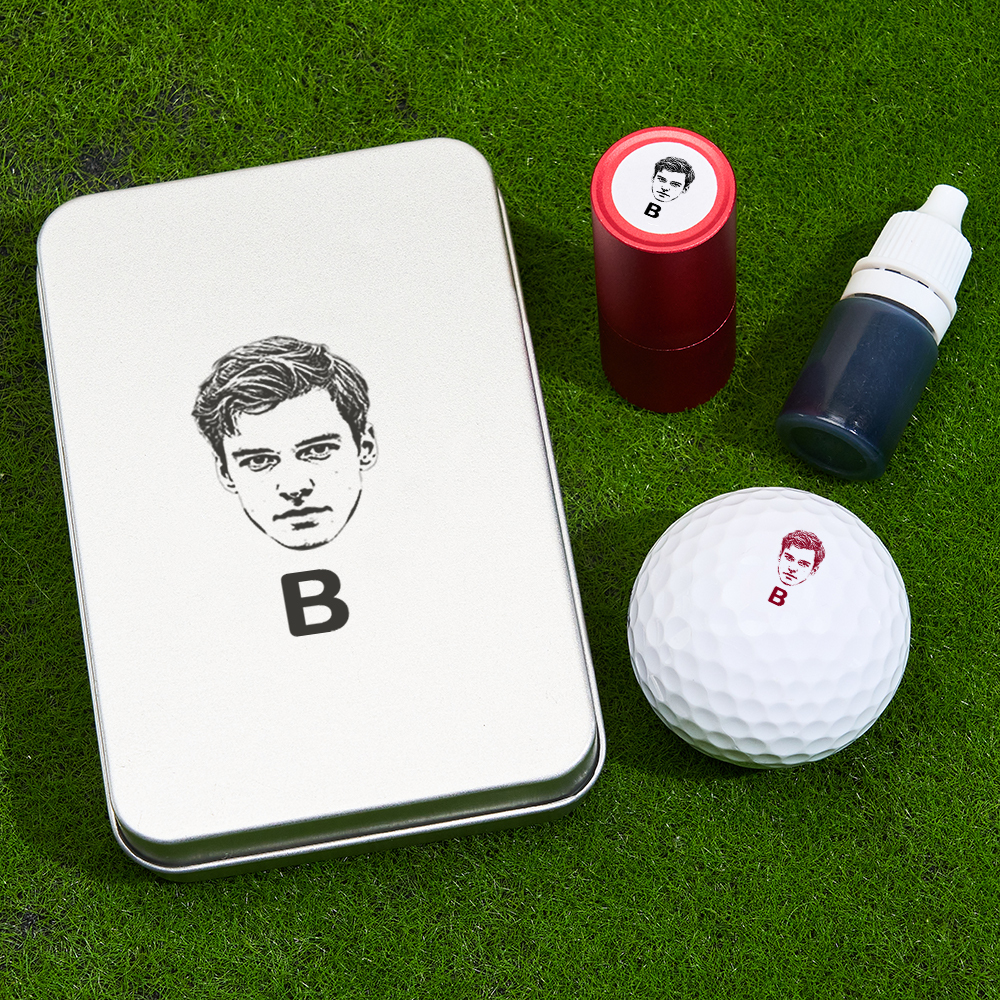 Father's Day Gift Personalized Photo Golf Ball Stamp with Metal Storage Box for Golf Player