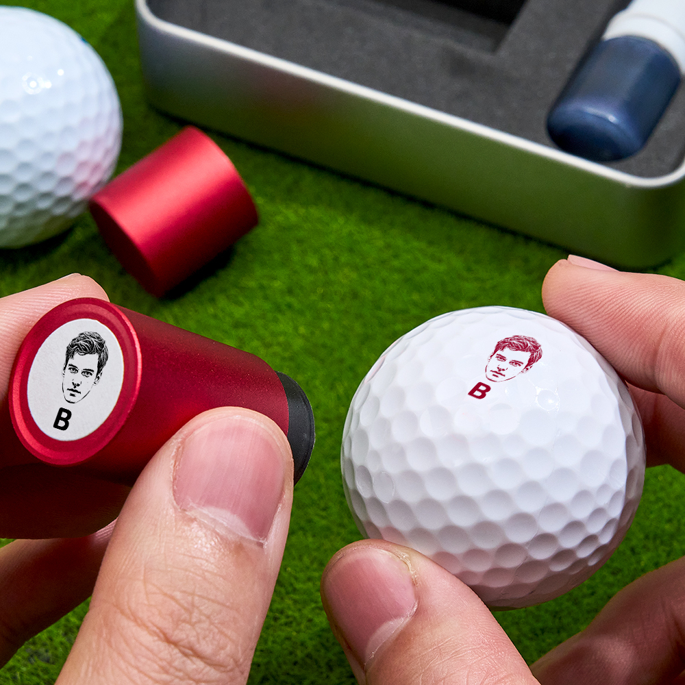 Father's Day Gift Personalized Photo Golf Ball Stamp with Metal Storage Box for Golf Player