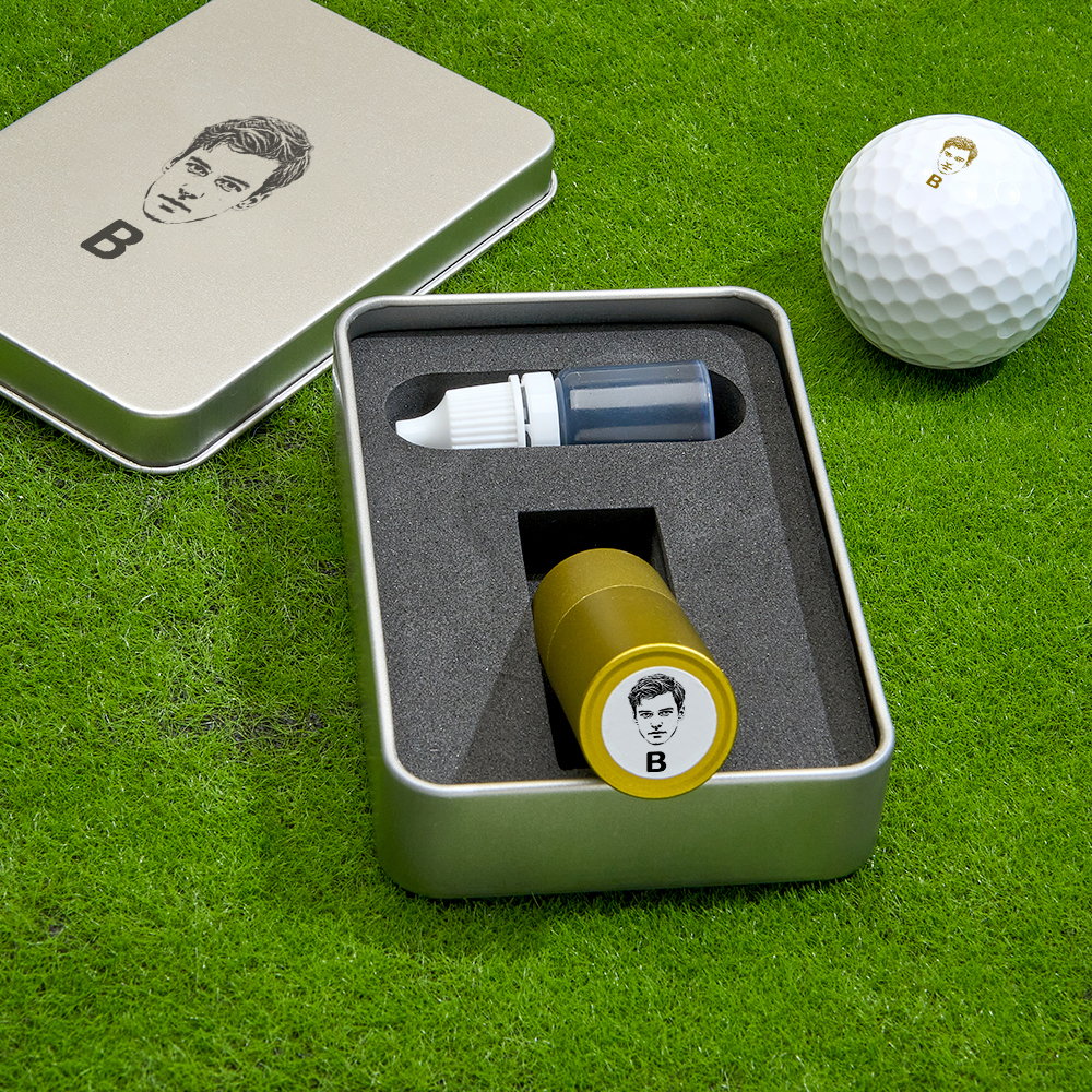 Father's Day Gift Personalized Photo Golf Ball Stamp with Metal Storage Box for Golf Player
