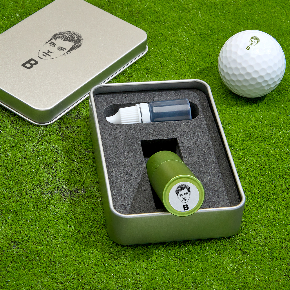 Father's Day Gift Personalized Photo Golf Ball Stamp with Metal Storage Box for Golf Player