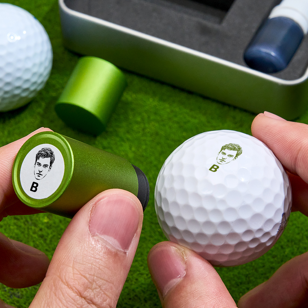 Father's Day Gift Personalized Photo Golf Ball Stamp with Metal Storage Box for Golf Player