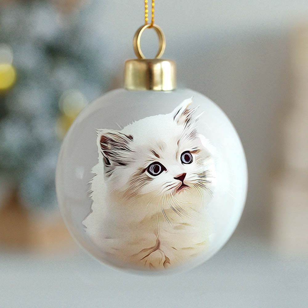 Personalized Pet Face Portrait Ornaments in Artfully Printed Hand-Painted Watercolor Style Custom Christmas Gift - MyPhotoSocks