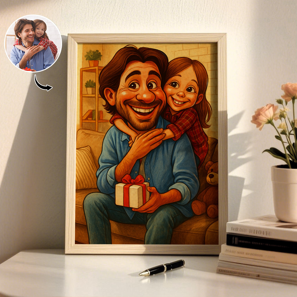 Custom Photo Cartoon Wooden Frame Decorations Romantic Decor Plaque Gifts For Couples