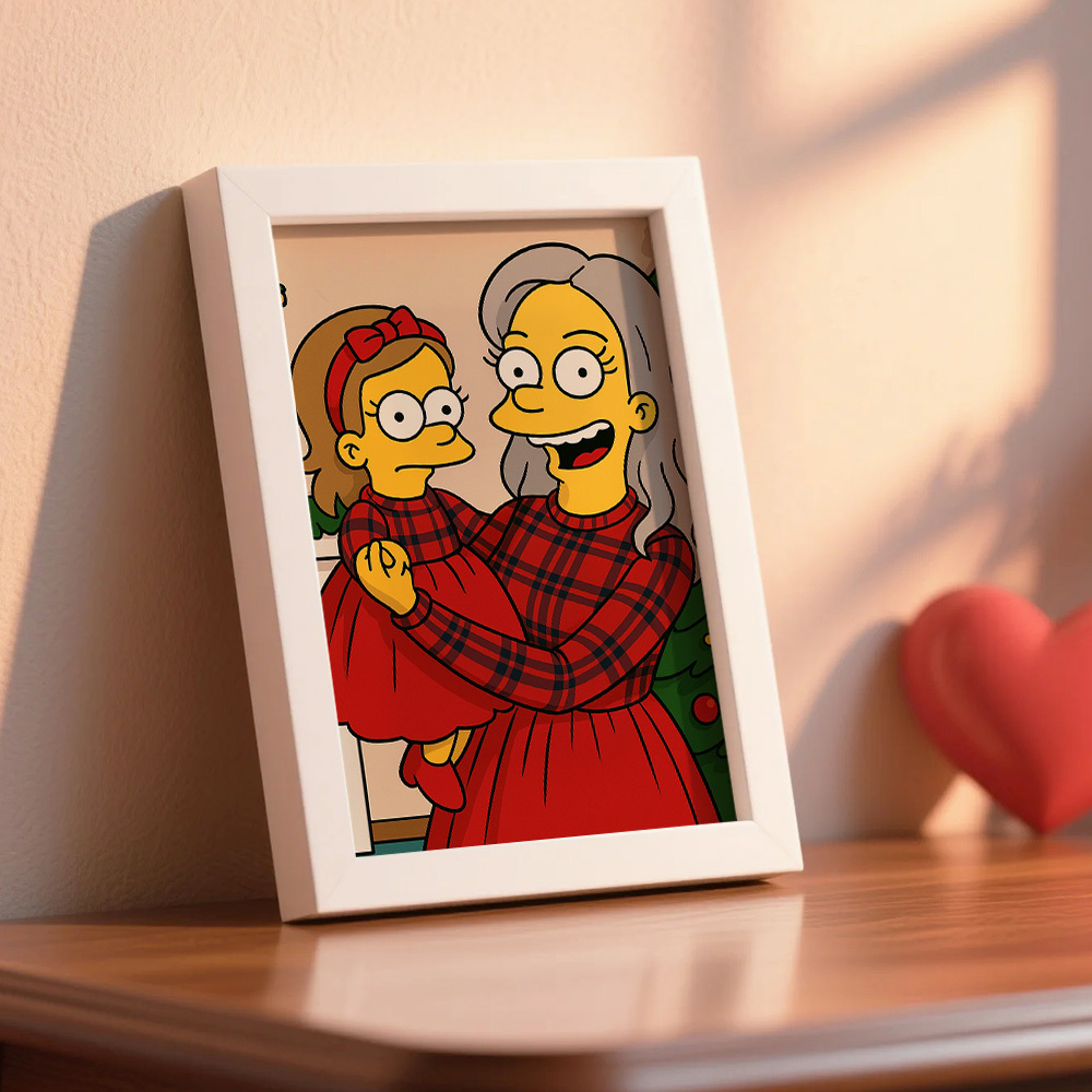 Custom American Cartoon Portrait Personalized Style Photo Family Gift Portrait Couple Style Print