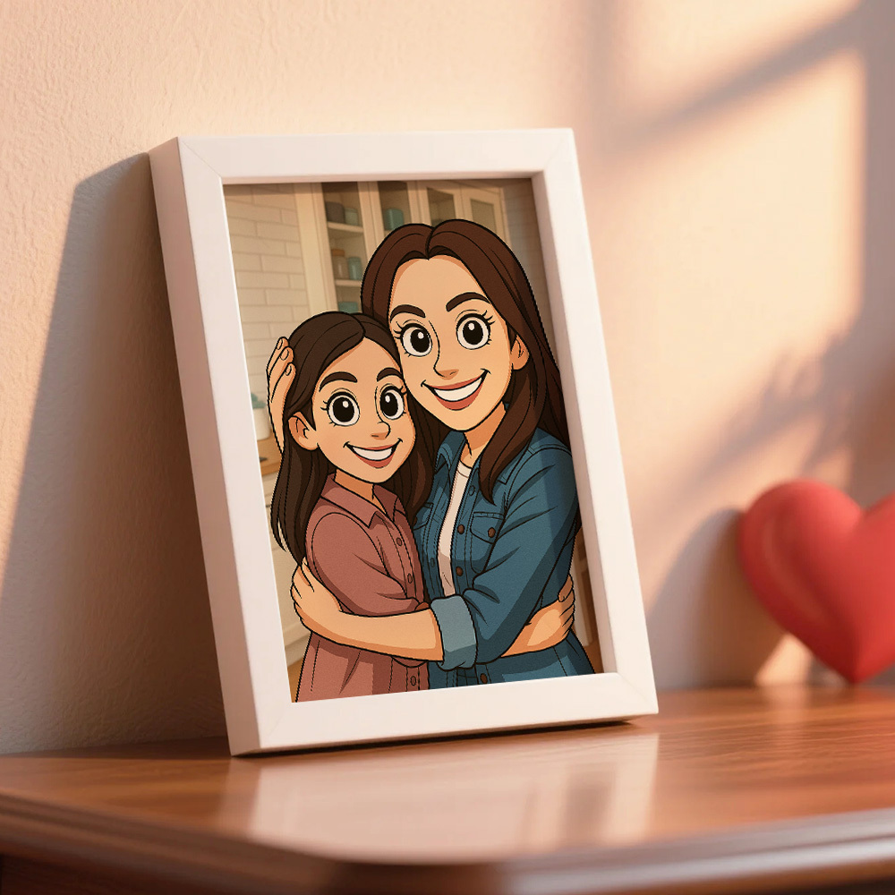 Custom American Cartoon Portrait Personalized Style Photo Family Gift Portrait Couple Style Print