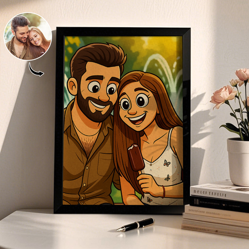 Custom American Cartoon Portrait Personalized Style Photo Family Gift Portrait Couple Style Print