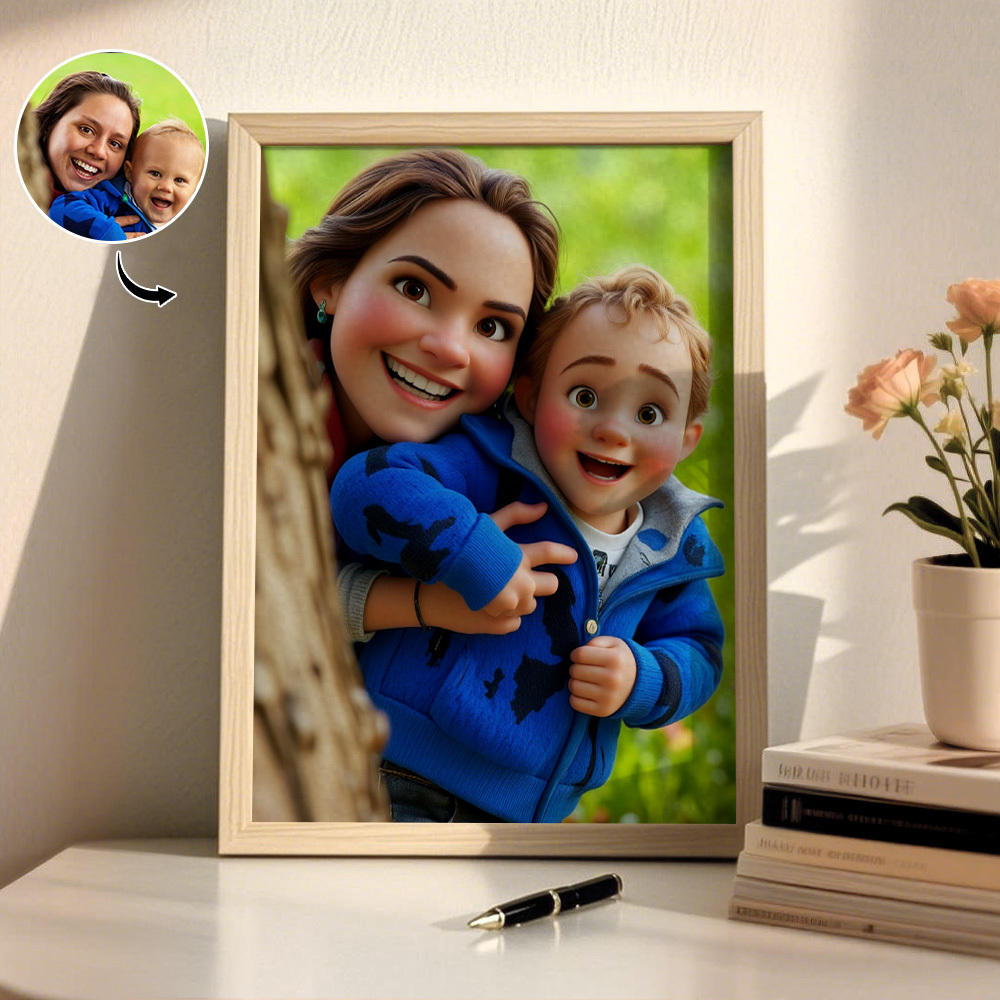 Custom American Cartoon Portrait Personalized Style Photo Family Gift Portrait Couple Style Print