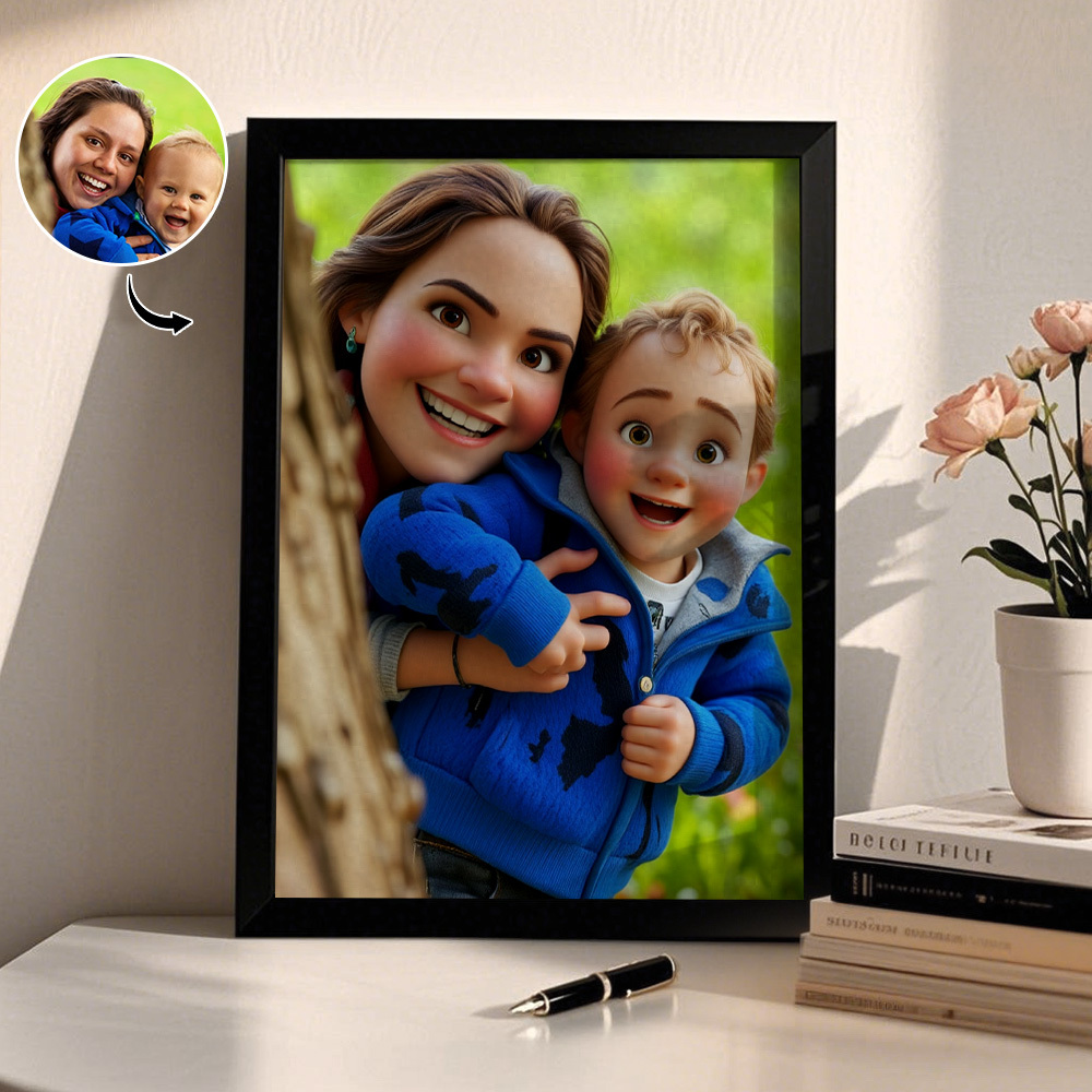 Custom American Cartoon Portrait Personalized  Style Photo Family Gift Portrait Couple Style Print