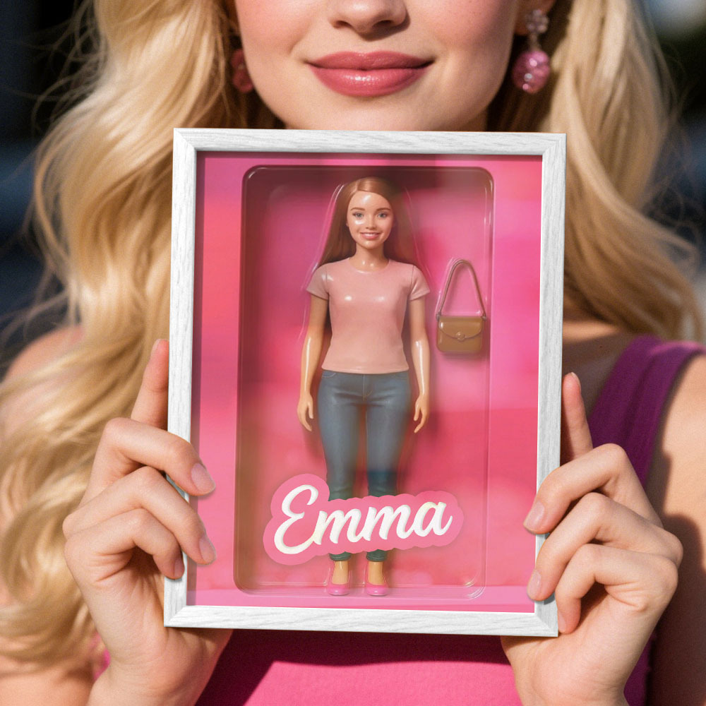 Custom Doll-Inspired Display Gift – Personalized Mini You in Framed Box with Name & Outfit