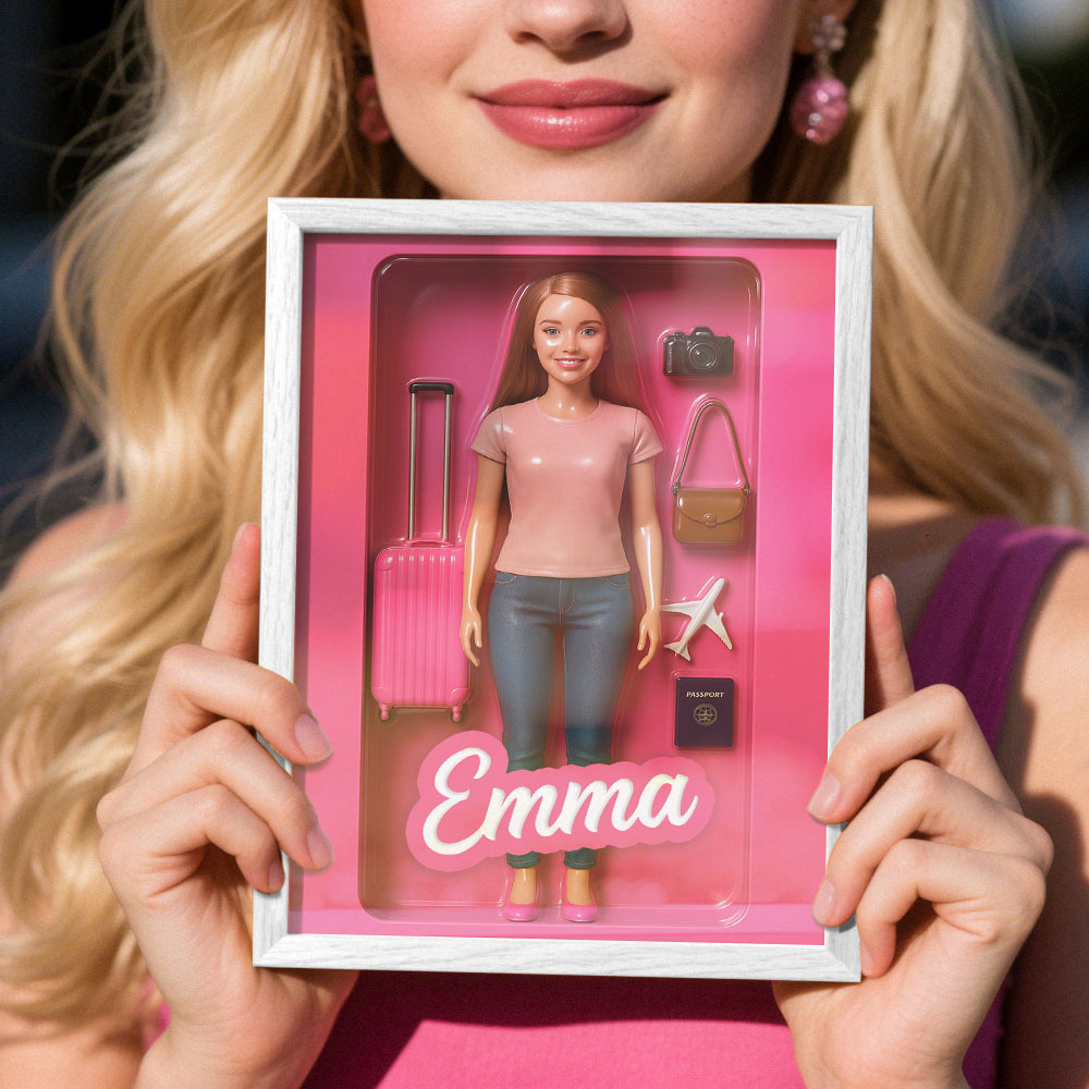 Custom Doll-Inspired Display Gift – Personalized Mini You in Framed Box with Name & Outfit