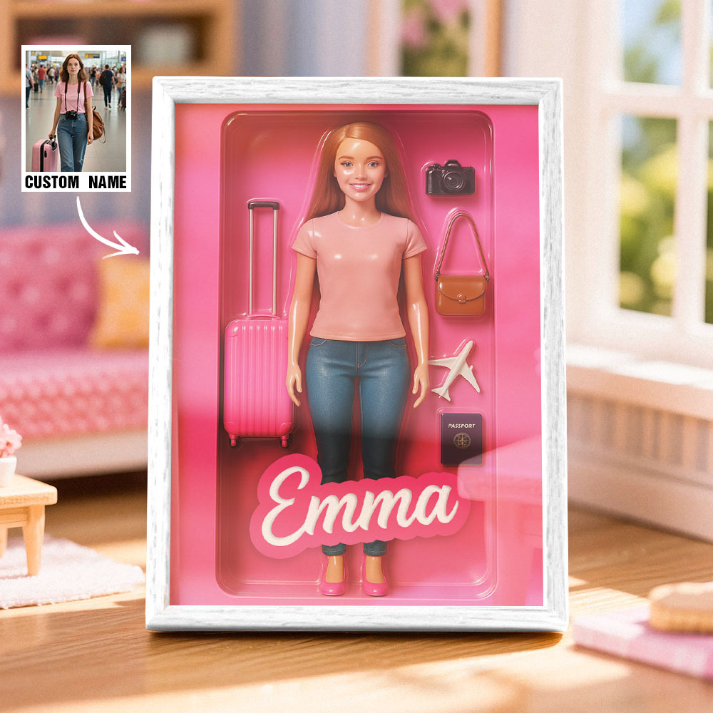 Custom Doll-Inspired Display Gift – Personalized Mini You in Framed Box with Name & Outfit