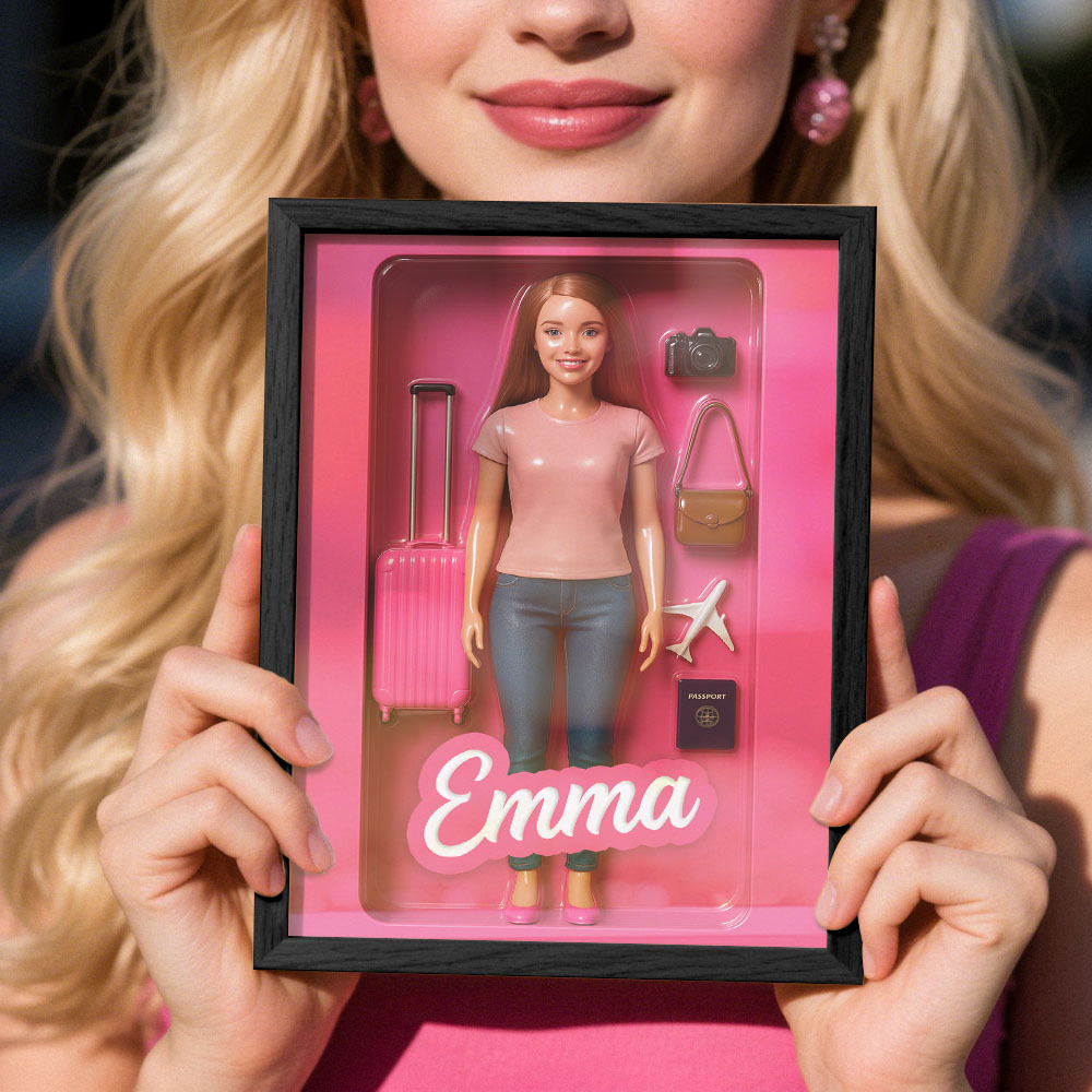 Custom Doll-Inspired Display Gift – Personalized Mini You in Framed Box with Name & Outfit