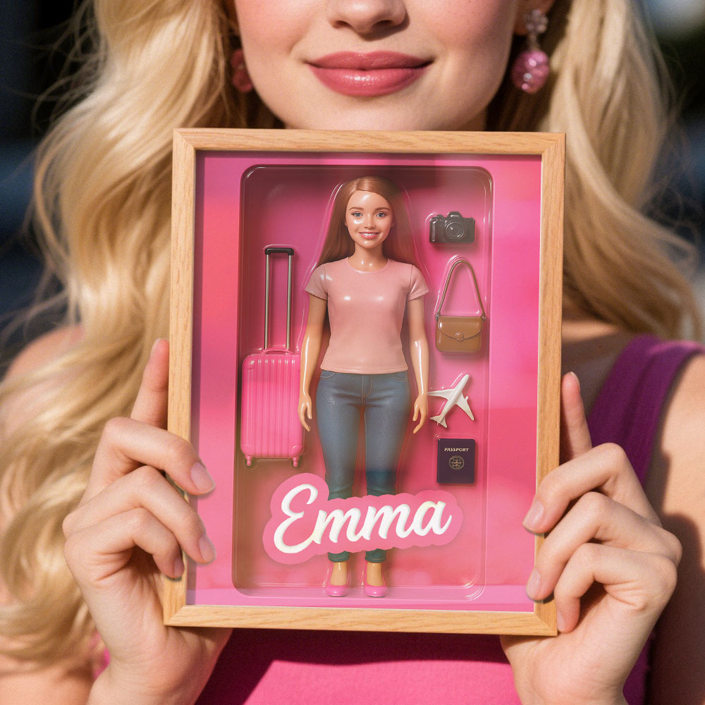 Custom Doll-Inspired Display Gift – Personalized Mini You in Framed Box with Name & Outfit