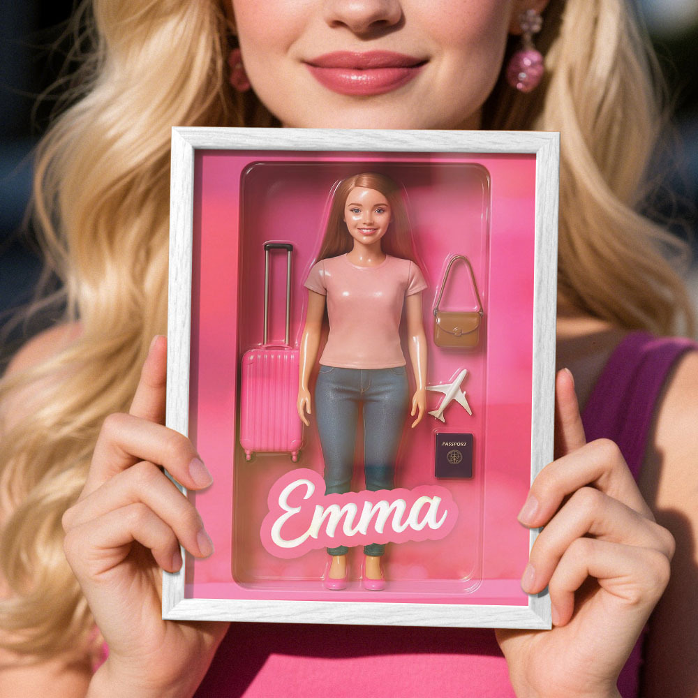 Custom Doll-Inspired Display Gift – Personalized Mini You in Framed Box with Name & Outfit