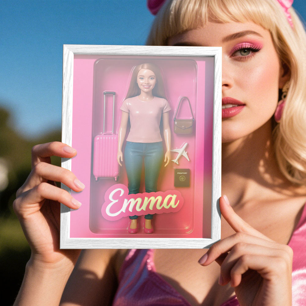 Custom Doll-Inspired Display Gift – Personalized Mini You in Framed Box with Name & Outfit