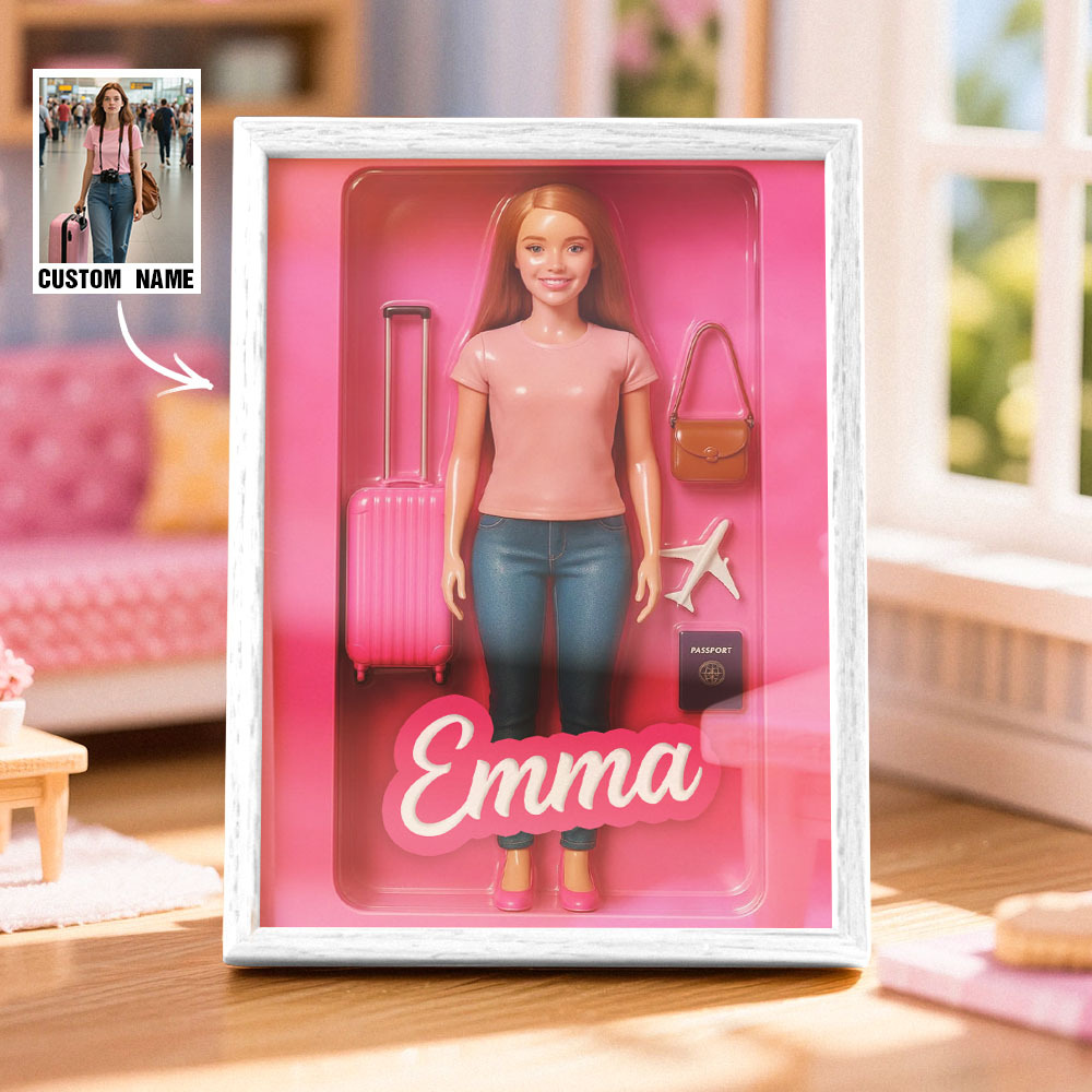 Custom Doll-Inspired Display Gift – Personalized Mini You in Framed Box with Name & Outfit