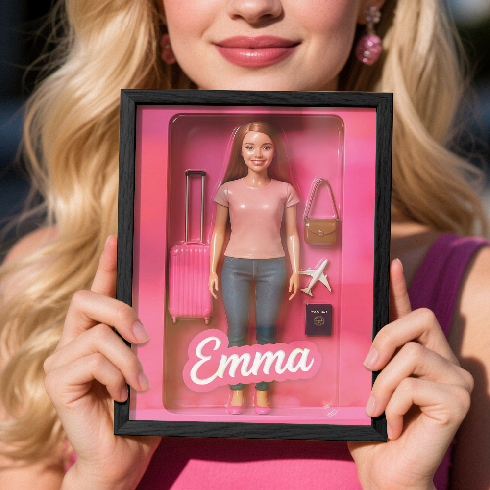 Custom Doll-Inspired Display Gift – Personalized Mini You in Framed Box with Name & Outfit