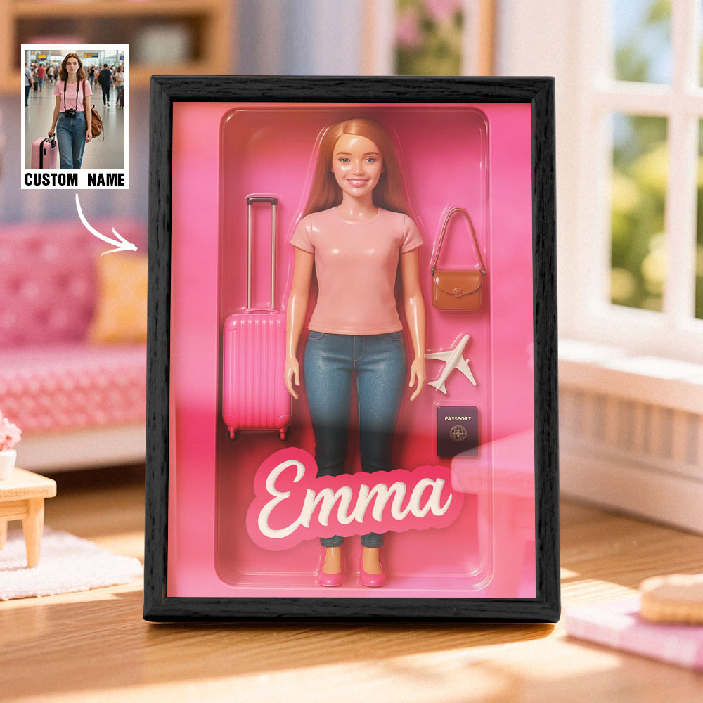 Custom Doll-Inspired Display Gift – Personalized Mini You in Framed Box with Name & Outfit