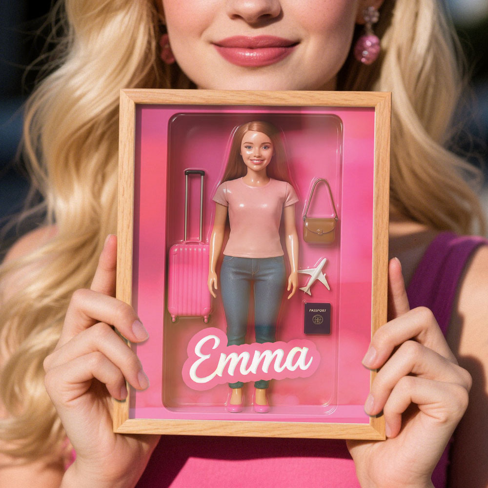 Custom Doll-Inspired Display Gift – Personalized Mini You in Framed Box with Name & Outfit