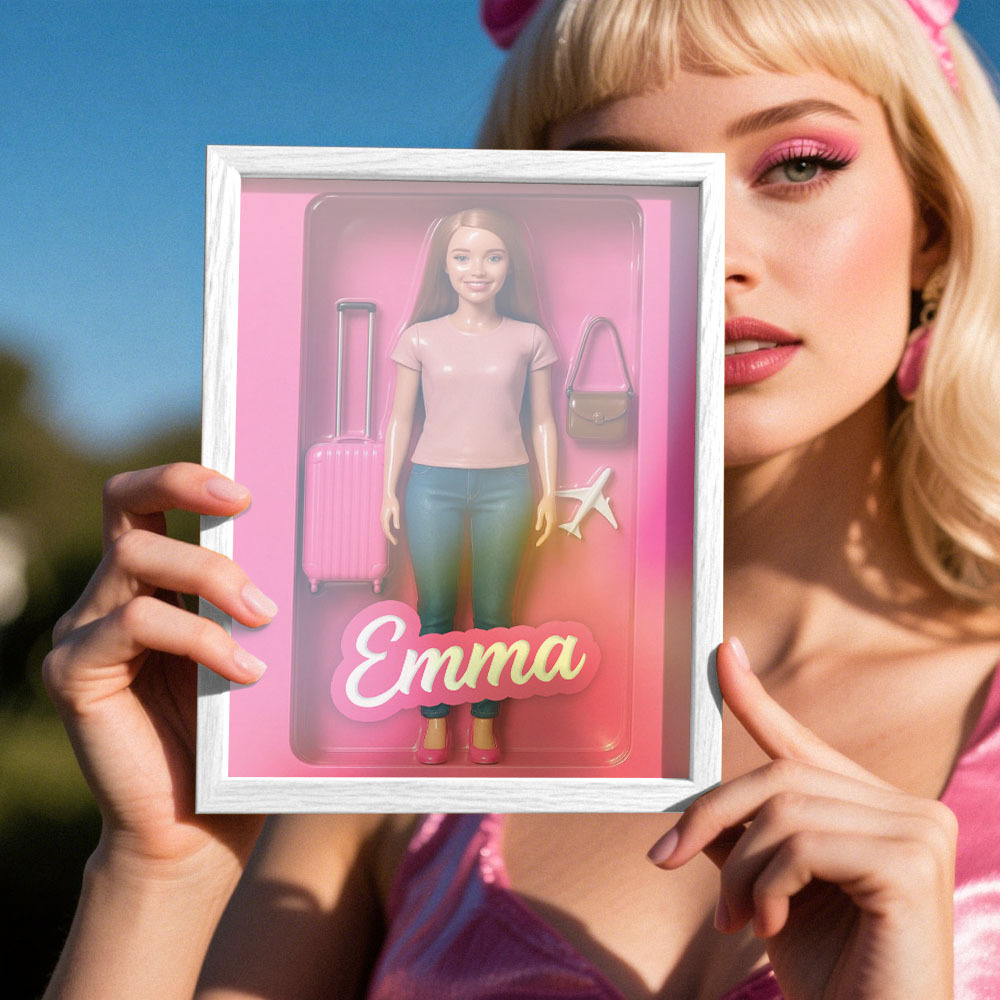 Custom Doll-Inspired Display Gift – Personalized Mini You in Framed Box with Name & Outfit