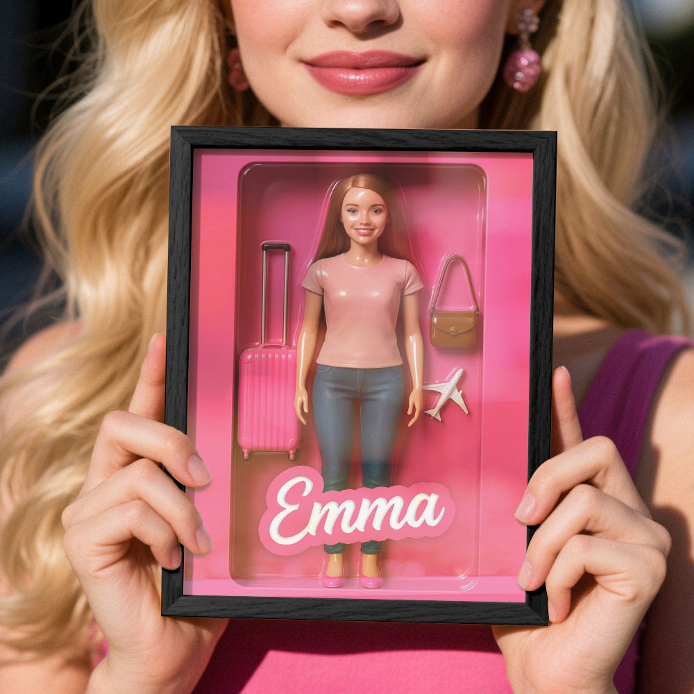 Custom Doll-Inspired Display Gift – Personalized Mini You in Framed Box with Name & Outfit
