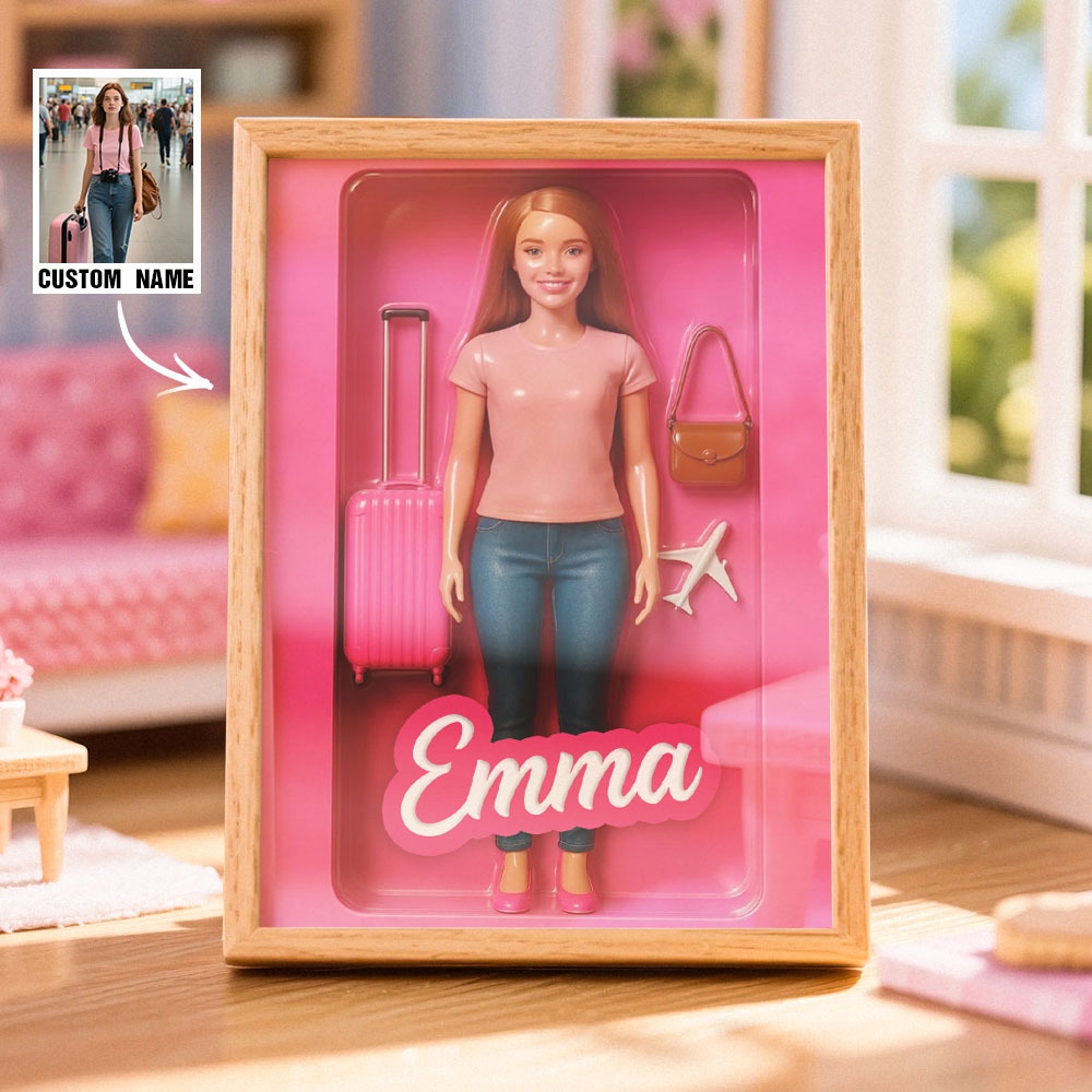 Custom Doll-Inspired Display Gift – Personalized Mini You in Framed Box with Name & Outfit