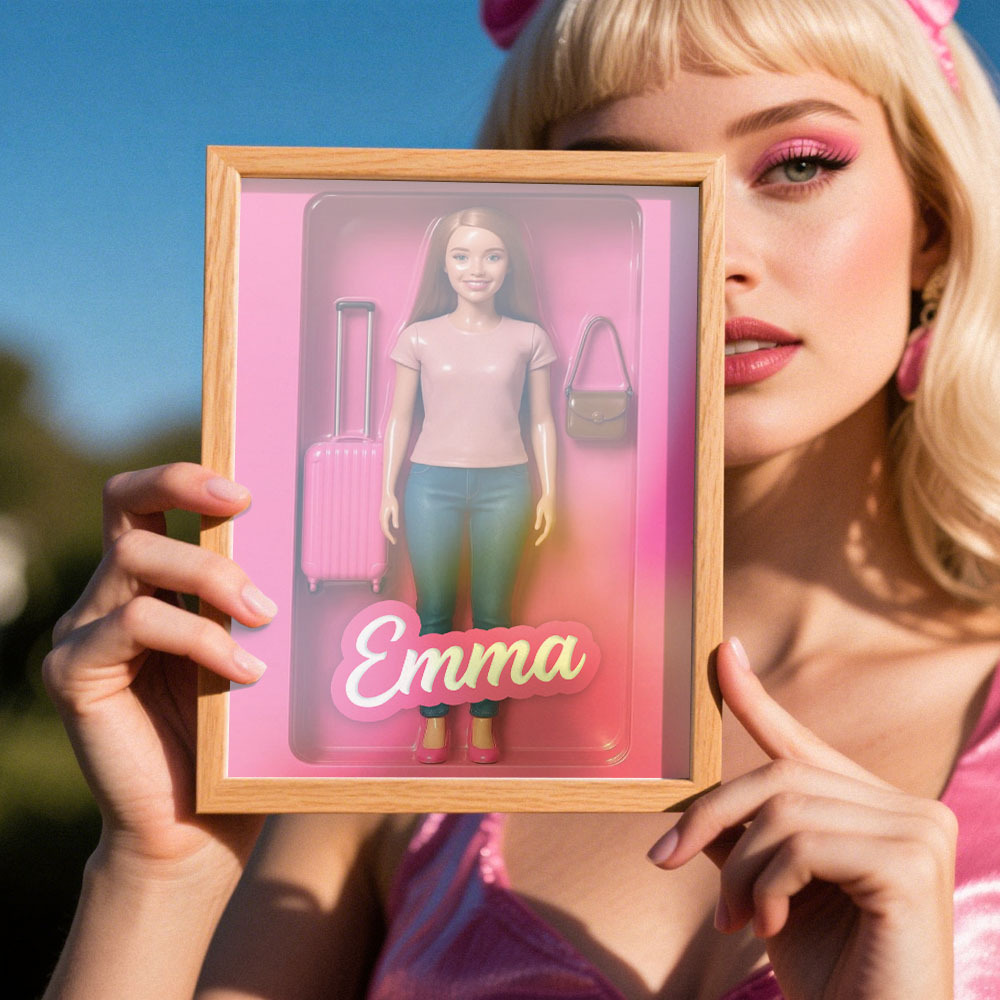 Custom Doll-Inspired Display Gift – Personalized Mini You in Framed Box with Name & Outfit