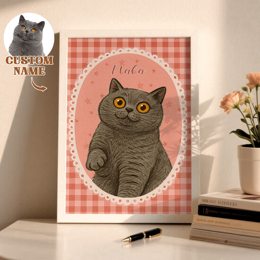 Custom Pet Photo Cartoon Wooden Frame Decorations Romantic Decor Plaque Gifts