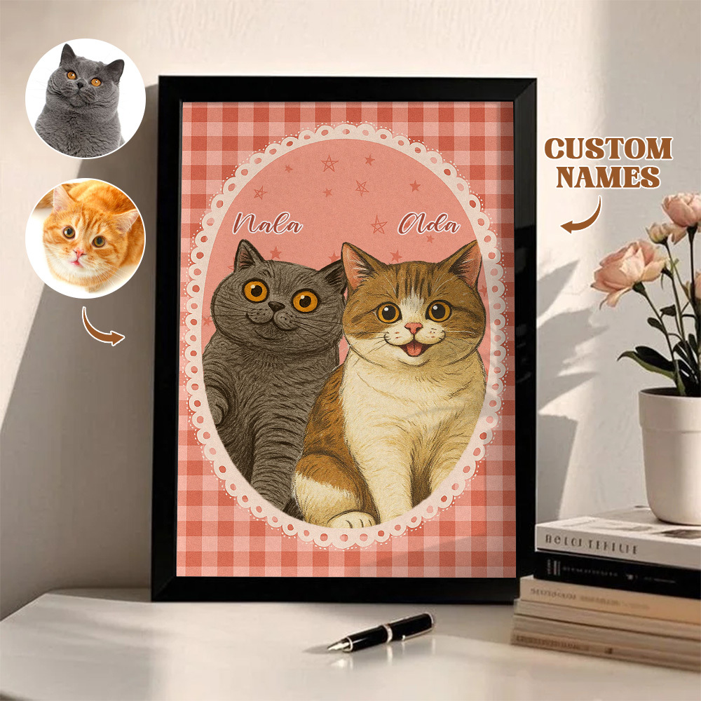 Custom Pet Photo Cartoon Wooden Frame Decorations Romantic Decor Plaque Gifts