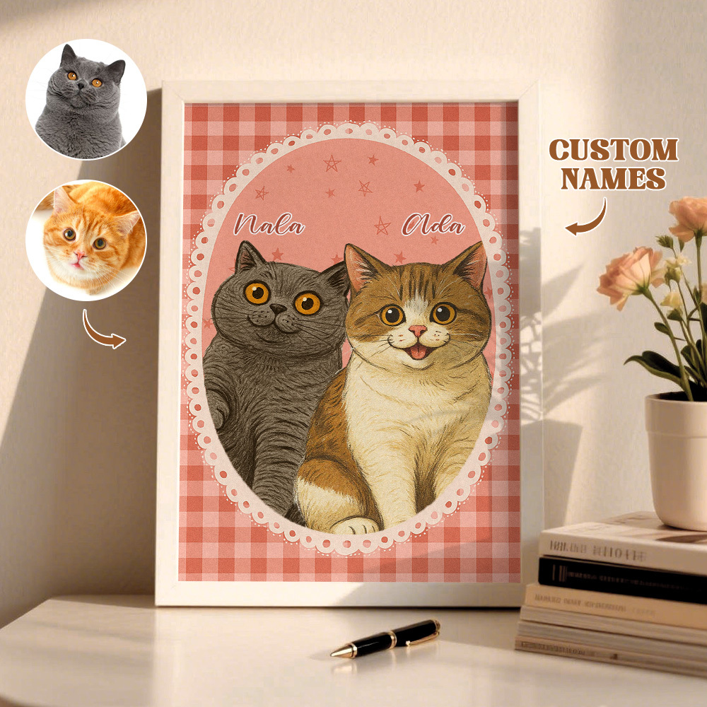 Custom Pet Photo Cartoon Wooden Frame Decorations Romantic Decor Plaque Gifts